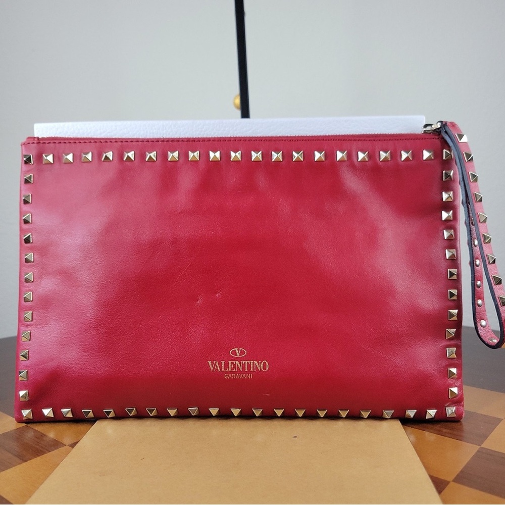 Valentino Pink Studded Wristlet Clutch